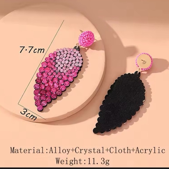 Pink Angel Wings Crystal Earrings - Picture 4 of 4